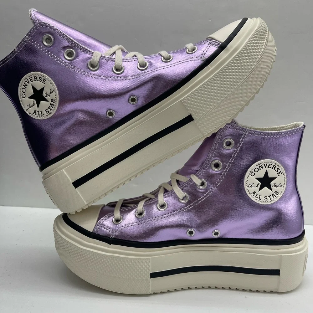 Converse Metallic Lavender Platform High-Top Sneakers